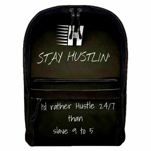 Stay Hustlin Logo Leather Backpack